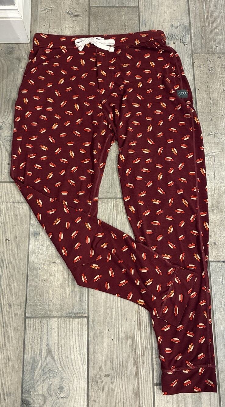 SAXX Viewfinder Baselayer Pants Medium Hot Diggity Merino Wool Hot Dog Pajamas